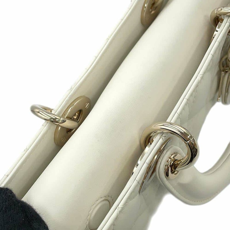 ディオール ハンドバッグ レディ D-JOY カナージュ ミディアム ラムスキン M0540ONGE Christian Dior 2way 白 ホワイト