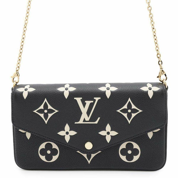 ルイヴィトン チェーンウォレット バイカラー モノグラム・アンプラント ポシェット・フェリシー M80482 黒 ブラック