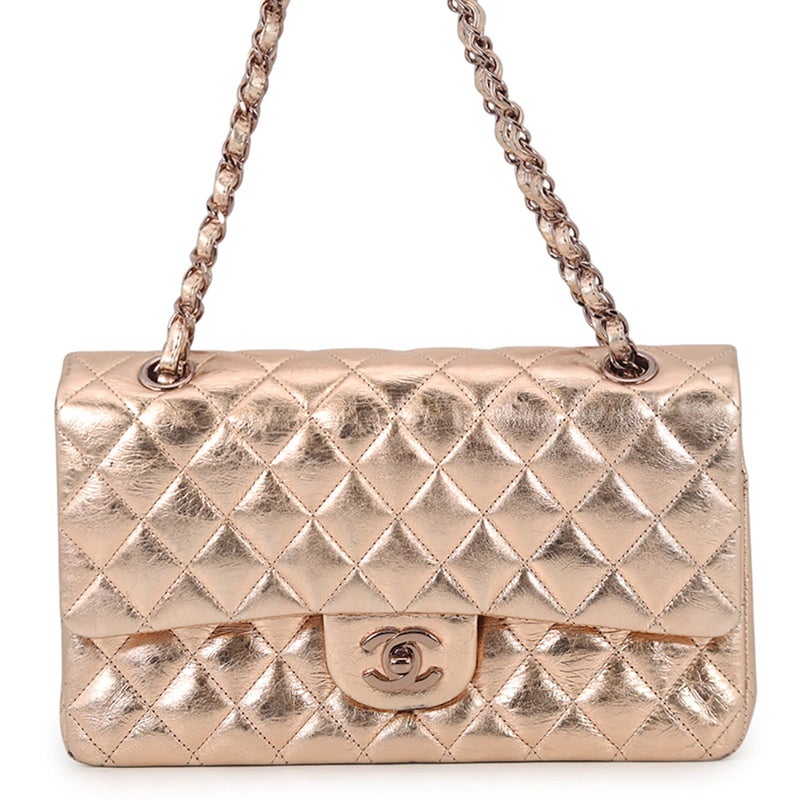 シャネル チェーンショルダーバッグ マトラッセ 25 ダブルフラップ メタリックカーフレザー CHANEL 2008年モバイルアート東京限定