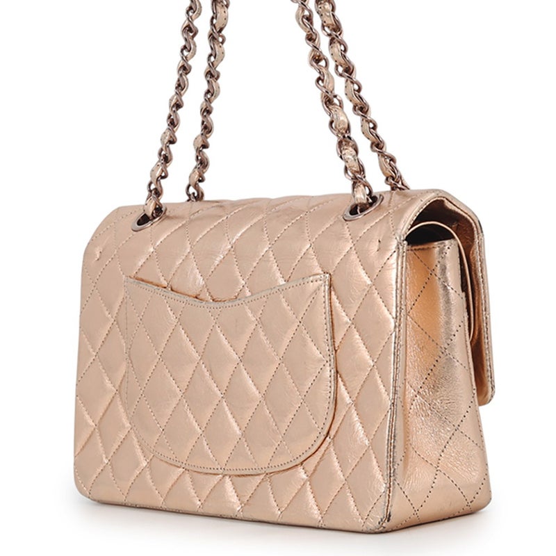 シャネル チェーンショルダーバッグ マトラッセ 25 ダブルフラップ メタリックカーフレザー CHANEL 2008年モバイルアート東京限定