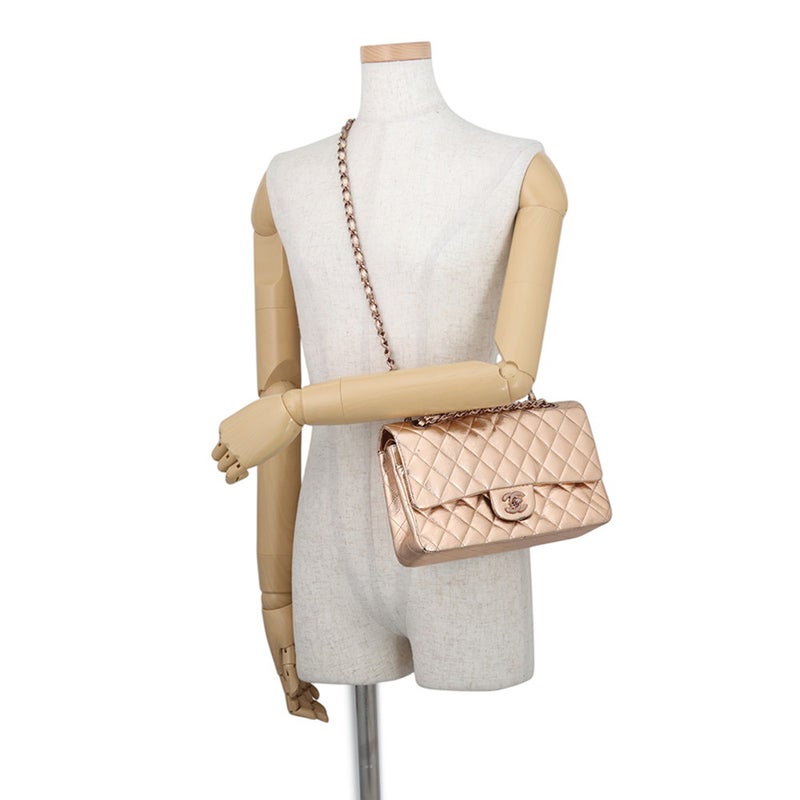 シャネル チェーンショルダーバッグ マトラッセ 25 ダブルフラップ メタリックカーフレザー CHANEL 2008年モバイルアート東京限定