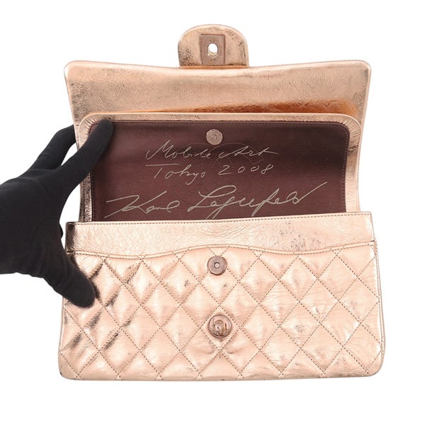 シャネル チェーンショルダーバッグ マトラッセ 25 ダブルフラップ メタリックカーフレザー CHANEL 2008年モバイルアート東京限定