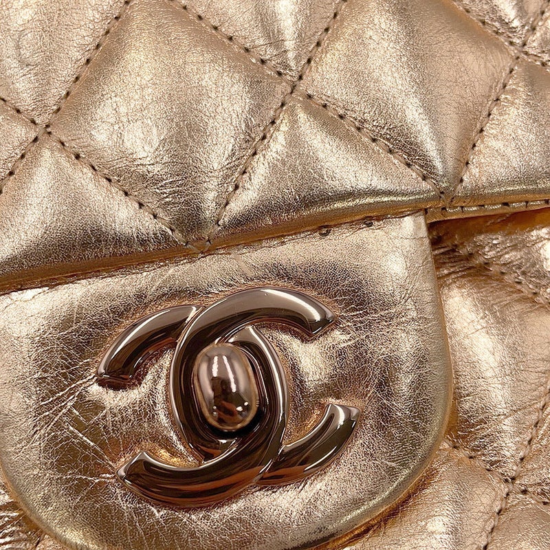 シャネル チェーンショルダーバッグ マトラッセ 25 ダブルフラップ メタリックカーフレザー CHANEL 2008年モバイルアート東京限定