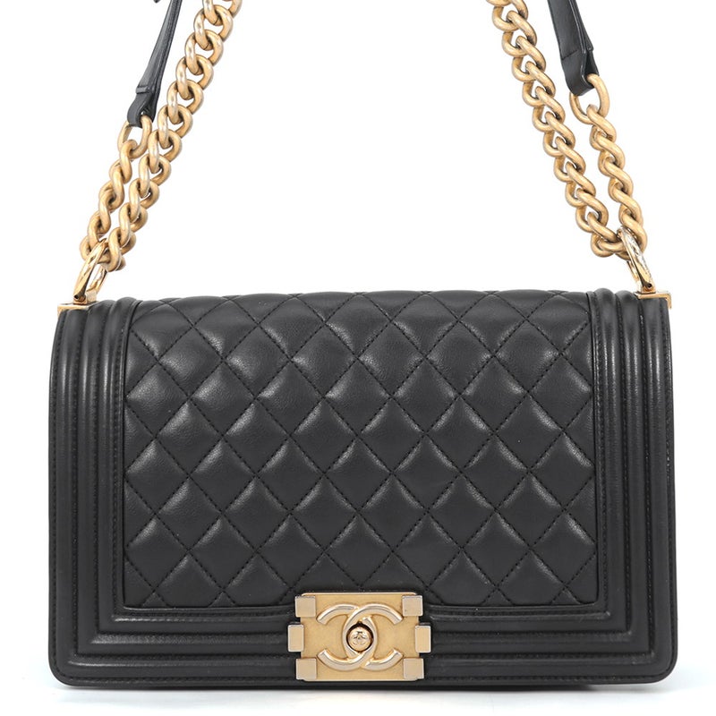 シャネル チェーンショルダーバッグ ココマーク ボーイシャネル ラムスキン A67086 CHANEL 黒