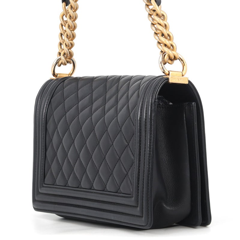 シャネル チェーンショルダーバッグ ココマーク ボーイシャネル ラムスキン A67086 CHANEL 黒