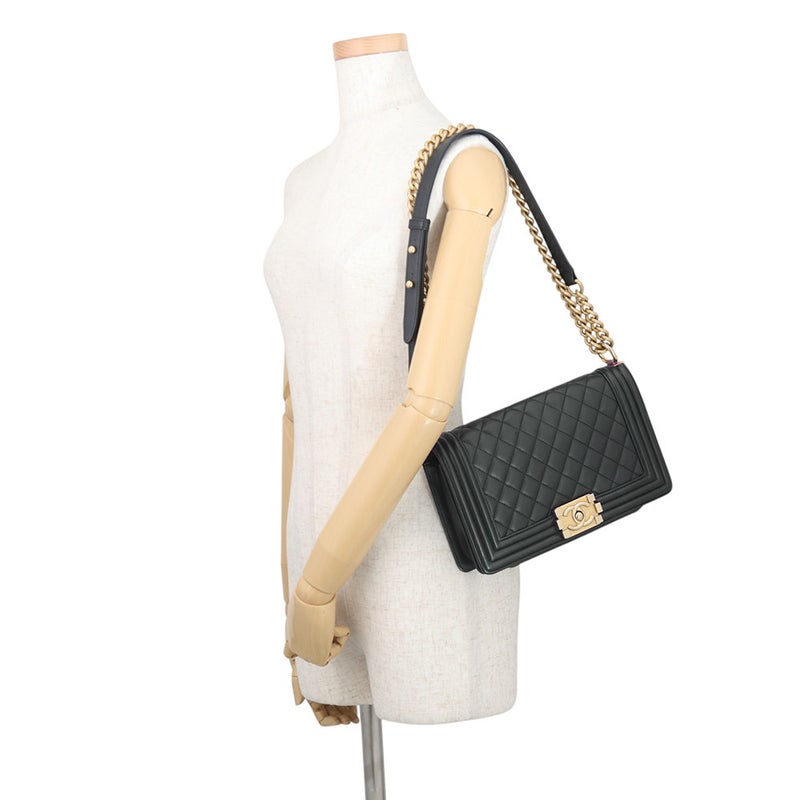 シャネル チェーンショルダーバッグ ココマーク ボーイシャネル ラムスキン A67086 CHANEL 黒