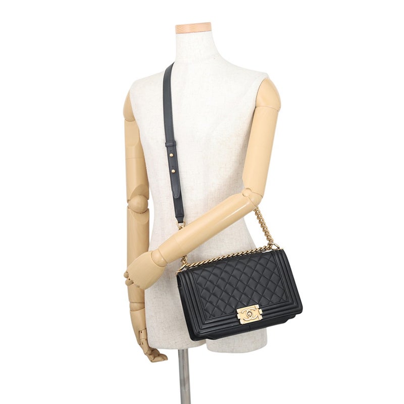 シャネル チェーンショルダーバッグ ココマーク ボーイシャネル ラムスキン A67086 CHANEL 黒