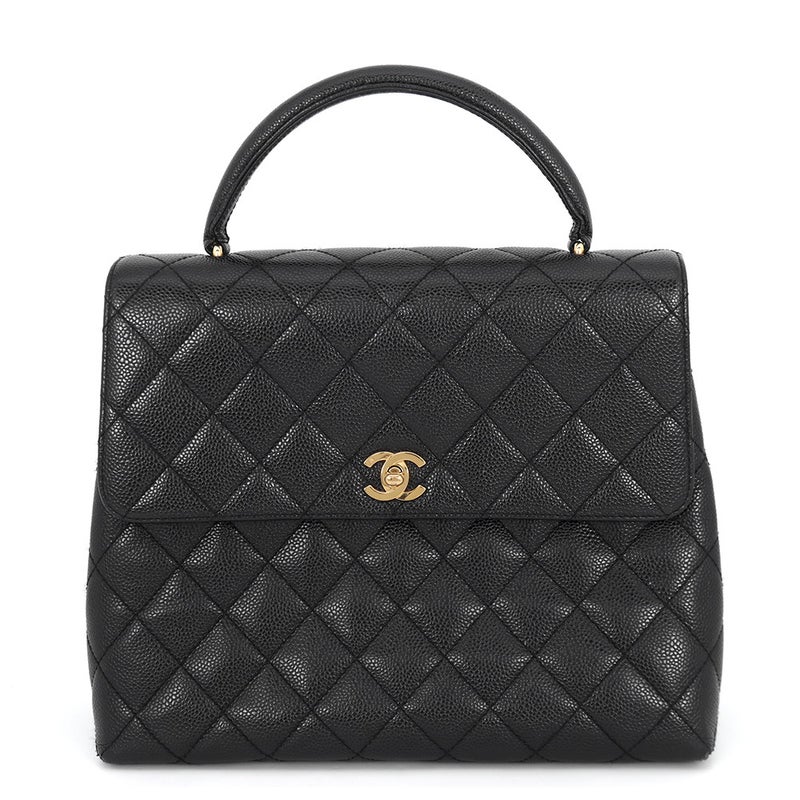 シャネル ハンドバッグ マトラッセ ココマーク キャビアスキン A12397 CHANEL  ハンドルバッグ 黒