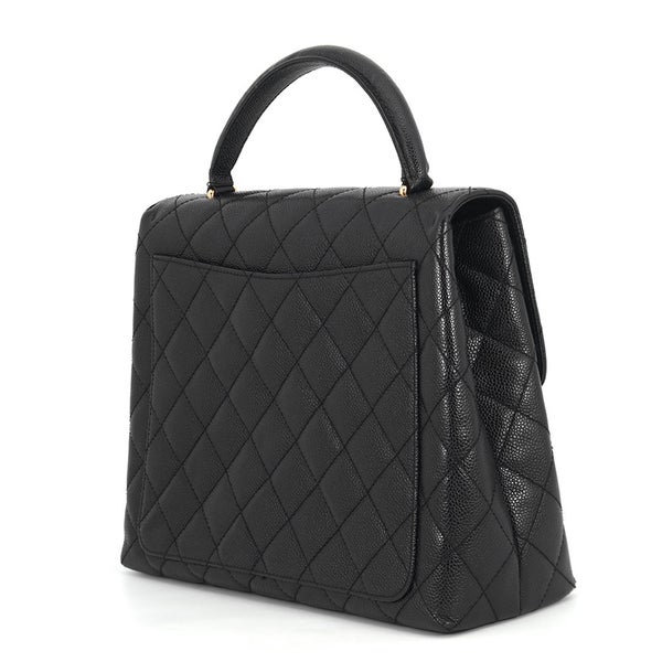 シャネル ハンドバッグ マトラッセ ココマーク キャビアスキン A12397 CHANEL  ハンドルバッグ 黒