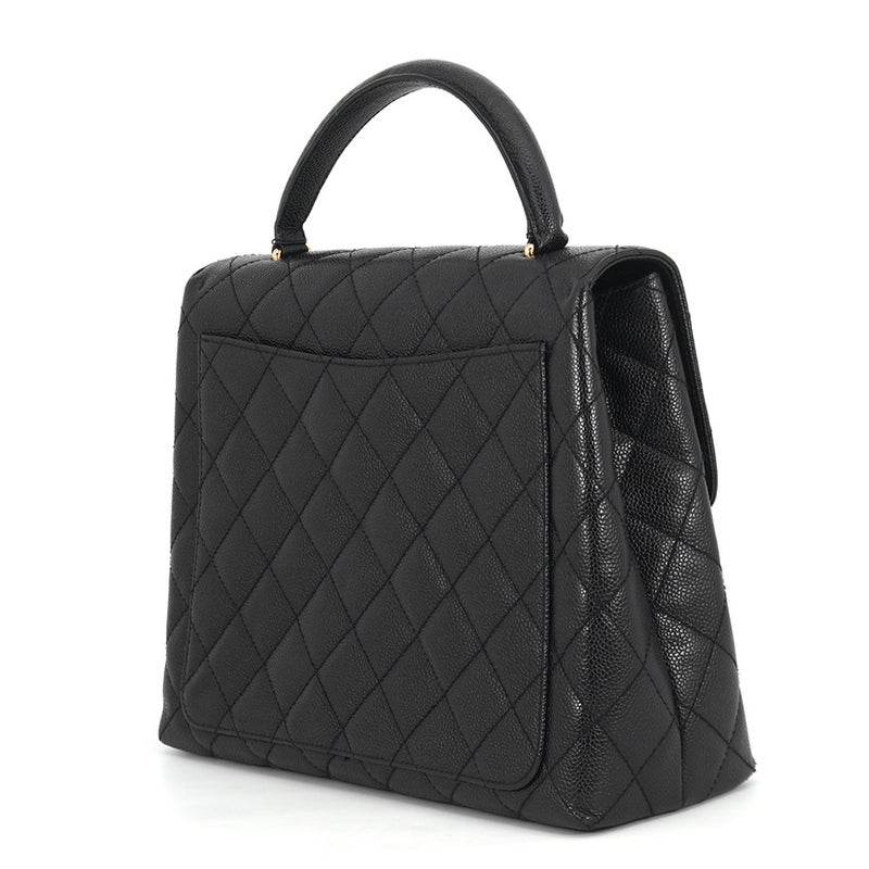 シャネル ハンドバッグ マトラッセ ココマーク キャビアスキン A12397 CHANEL  ハンドルバッグ 黒