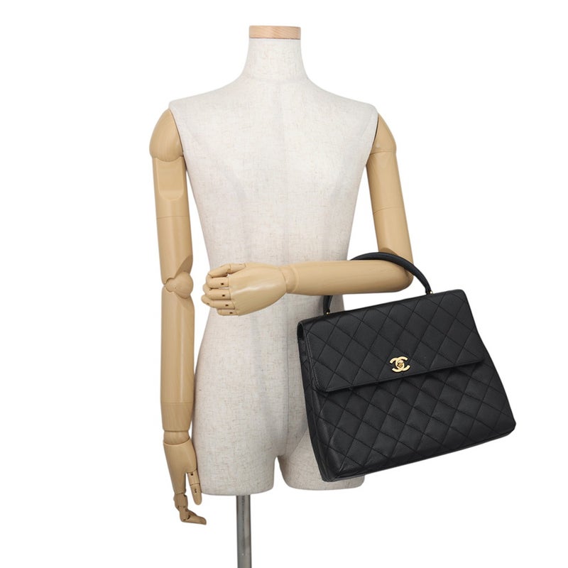 シャネル ハンドバッグ マトラッセ ココマーク キャビアスキン A12397 CHANEL  ハンドルバッグ 黒