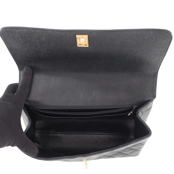 シャネル ハンドバッグ マトラッセ ココマーク キャビアスキン A12397 CHANEL  ハンドルバッグ 黒