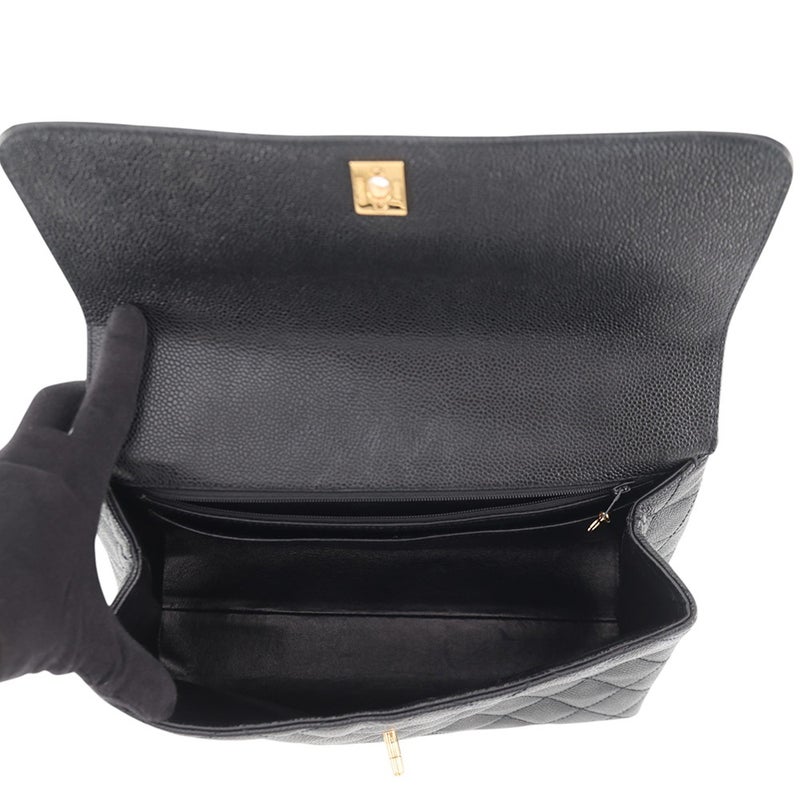 シャネル ハンドバッグ マトラッセ ココマーク キャビアスキン A12397 CHANEL  ハンドルバッグ 黒