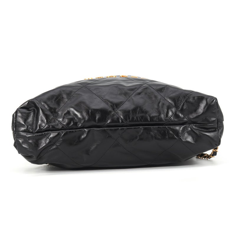 シャネル リュック シャネル22 ラージ シャイニーカーフレザー AS3313 CHANEL バックパック バッグ 黒