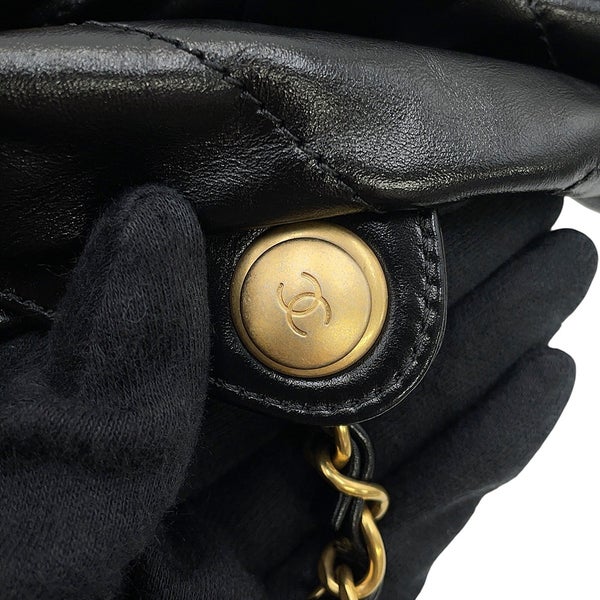 シャネル リュック シャネル22 ラージ シャイニーカーフレザー AS3313 CHANEL バックパック バッグ 黒