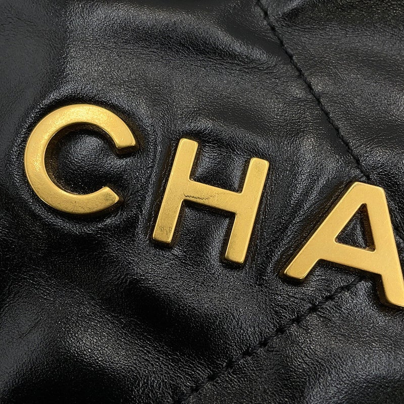 シャネル リュック シャネル22 ラージ シャイニーカーフレザー AS3313 CHANEL バックパック バッグ 黒