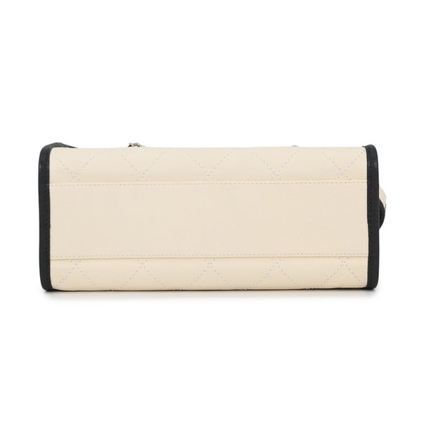 シャネル ハンドバッグ キャビアスキン ココマーク ドーヴィル ボーリング A92757 CHANEL バッグ 2way 白　黒