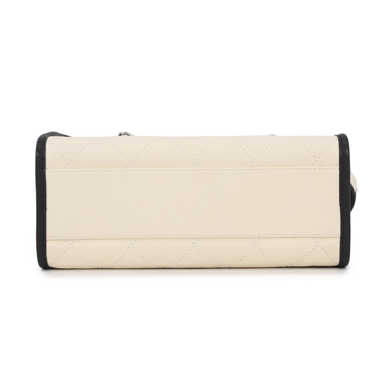 シャネル ハンドバッグ キャビアスキン ココマーク ドーヴィル ボーリング A92757 CHANEL バッグ 2way 白　黒