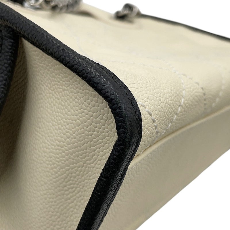 シャネル ハンドバッグ キャビアスキン ココマーク ドーヴィル ボーリング A92757 CHANEL バッグ 2way 白　黒