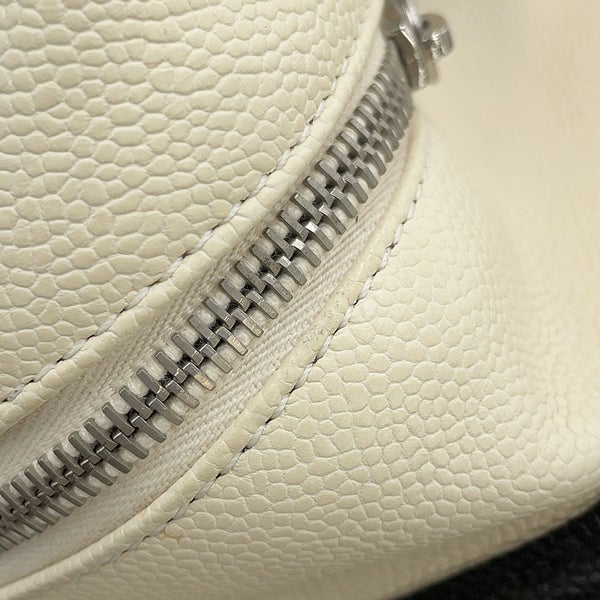 シャネル ハンドバッグ キャビアスキン ココマーク ドーヴィル ボーリング A92757 CHANEL バッグ 2way 白　黒