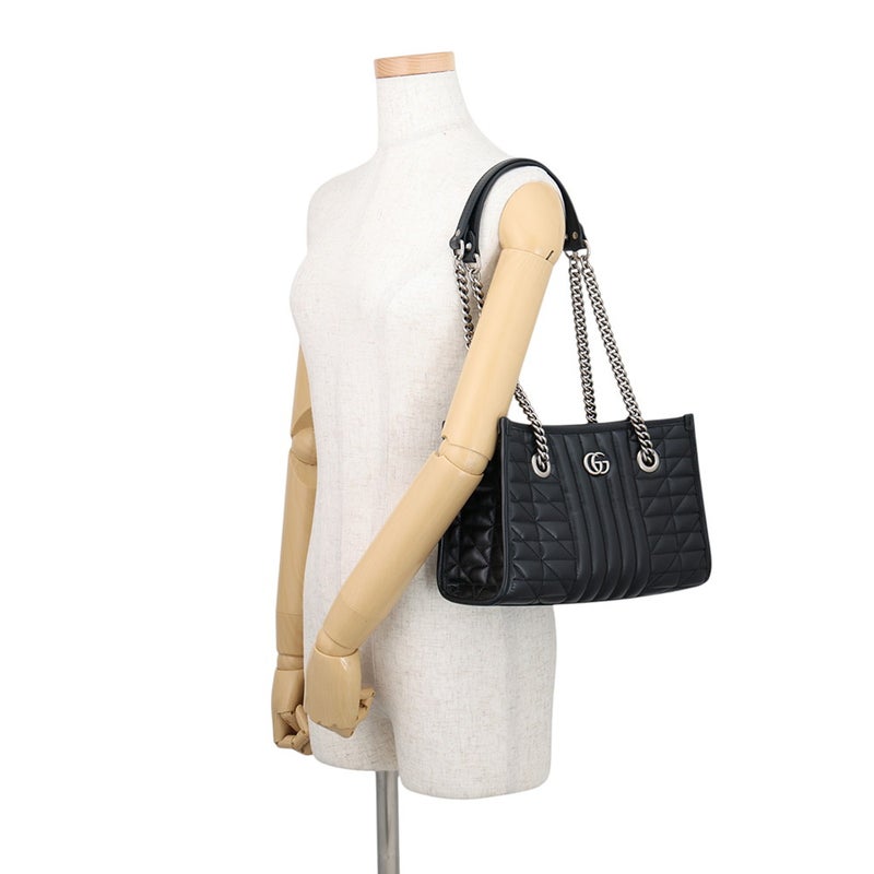 グッチ トートバッグ GGマーモント チェーントート レザー 681483 GUCCI 黒