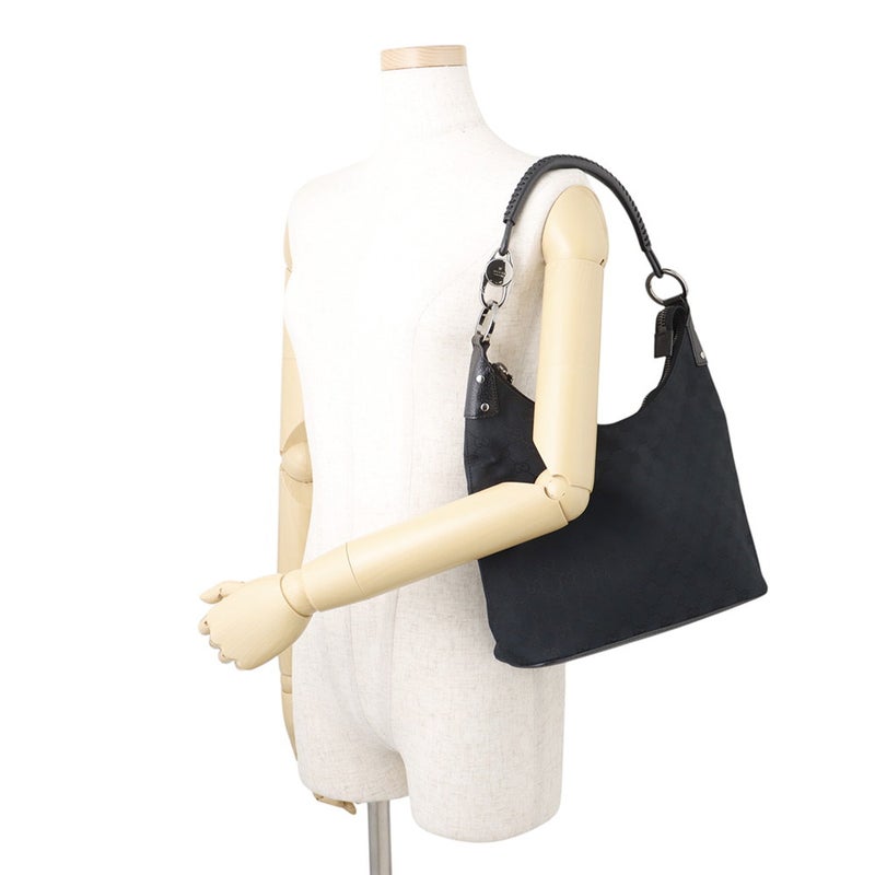 グッチ ショルダーバッグ GGキャンバス/レザー 115003 GUCCI ワンショルダー 黒
