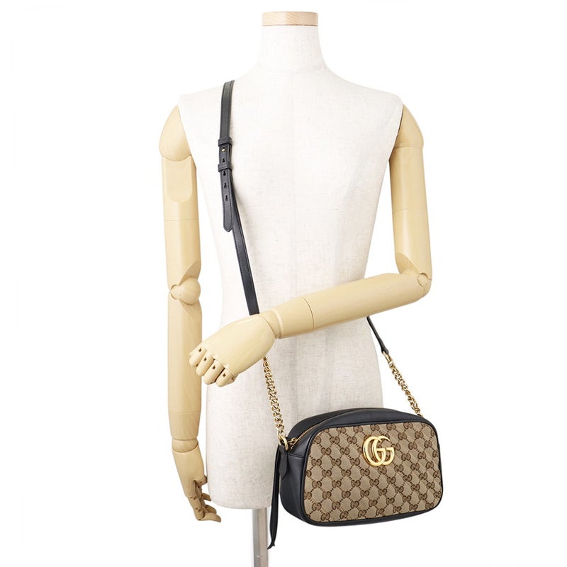グッチ ショルダーバッグ GGマーモント GGキャンバス/レザー 447632 GUCCI 黒