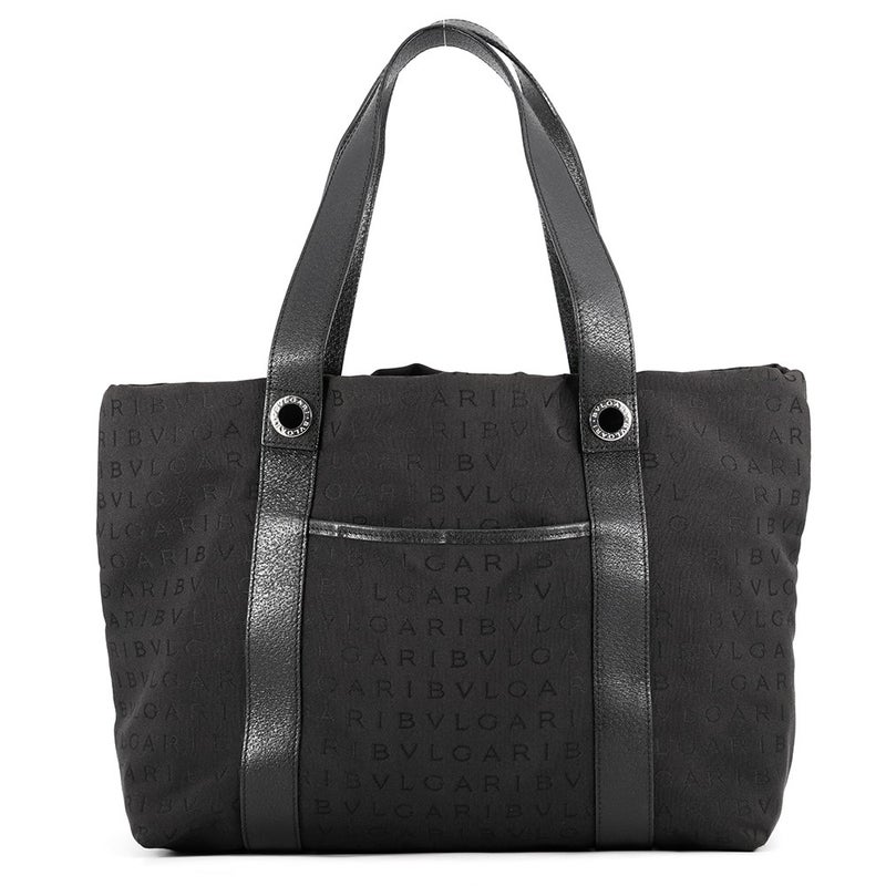 ブルガリ トートバッグ ロゴマニア キャンバス レザー BVLGARI バッグ 黒