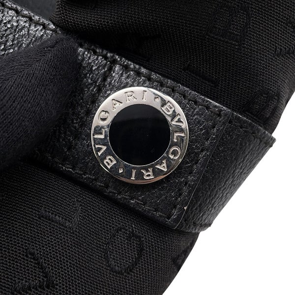 ブルガリ トートバッグ ロゴマニア キャンバス レザー BVLGARI バッグ 黒