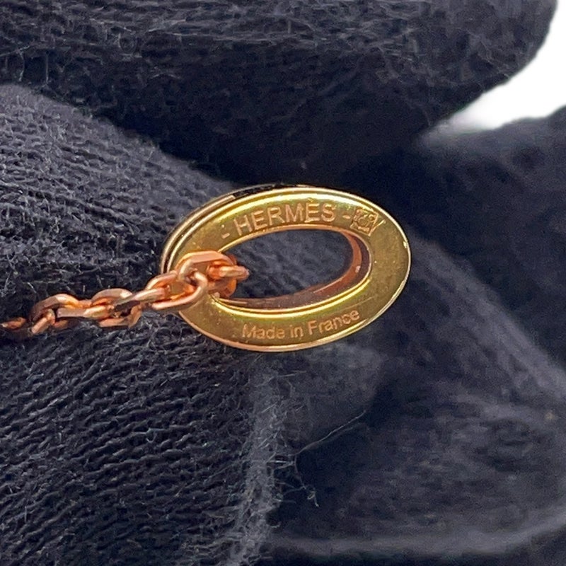 エルメス ネックレス ミニ・ポップアッシュ ブラック/ピンクゴールド金具 HERMES アクセサリー 黒