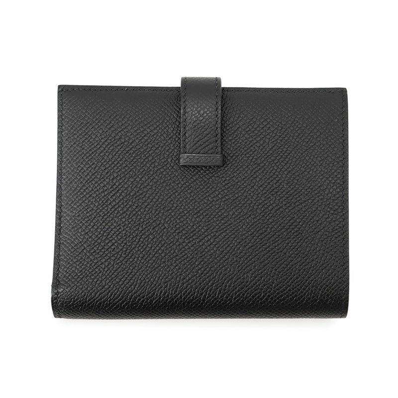 エルメス 二つ折り財布 ベアンコンパクト ブラック/シルバー金具 エプソン W刻印 財布 黒