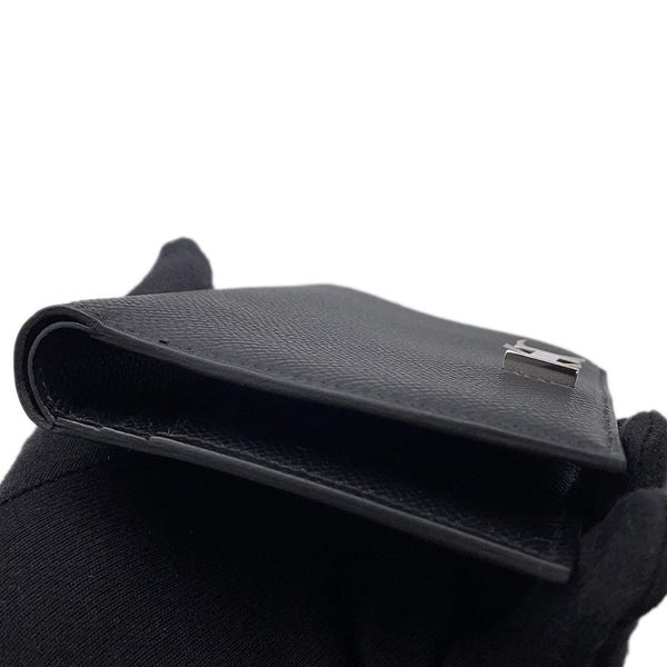 エルメス 二つ折り財布 ベアンコンパクト ブラック/シルバー金具 エプソン W刻印 財布 黒