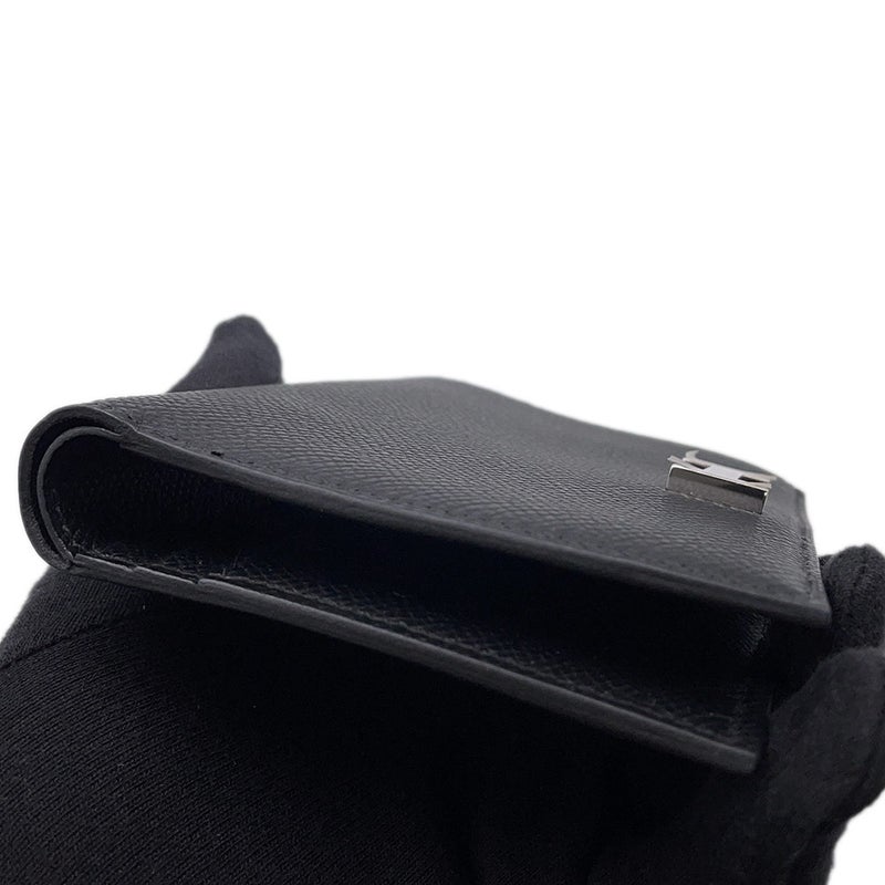 エルメス 二つ折り財布 ベアンコンパクト ブラック/シルバー金具 エプソン W刻印 財布 黒