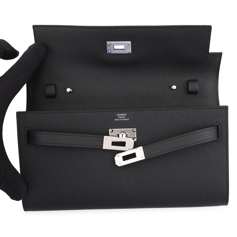 エルメス 長財布 ケリーウォレット ロング トゥーゴー ブラック/シルバー金具 エプソン G刻印 財布 黒