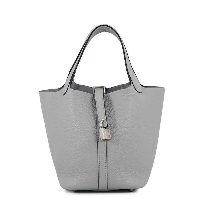 エルメス ハンドバッグ ピコタンロックPM ブルーグラシエ/シルバー金具 トリヨンクレマンス K刻印 HERMES トートバッグ