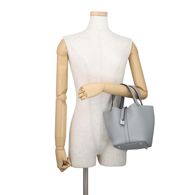エルメス ハンドバッグ ピコタンロックPM ブルーグラシエ/シルバー金具 トリヨンクレマンス K刻印 HERMES トートバッグ