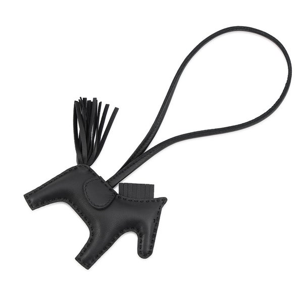 エルメス バッグチャーム ロデオ PM ブラック ラムスキン G刻印 HERMES 黒