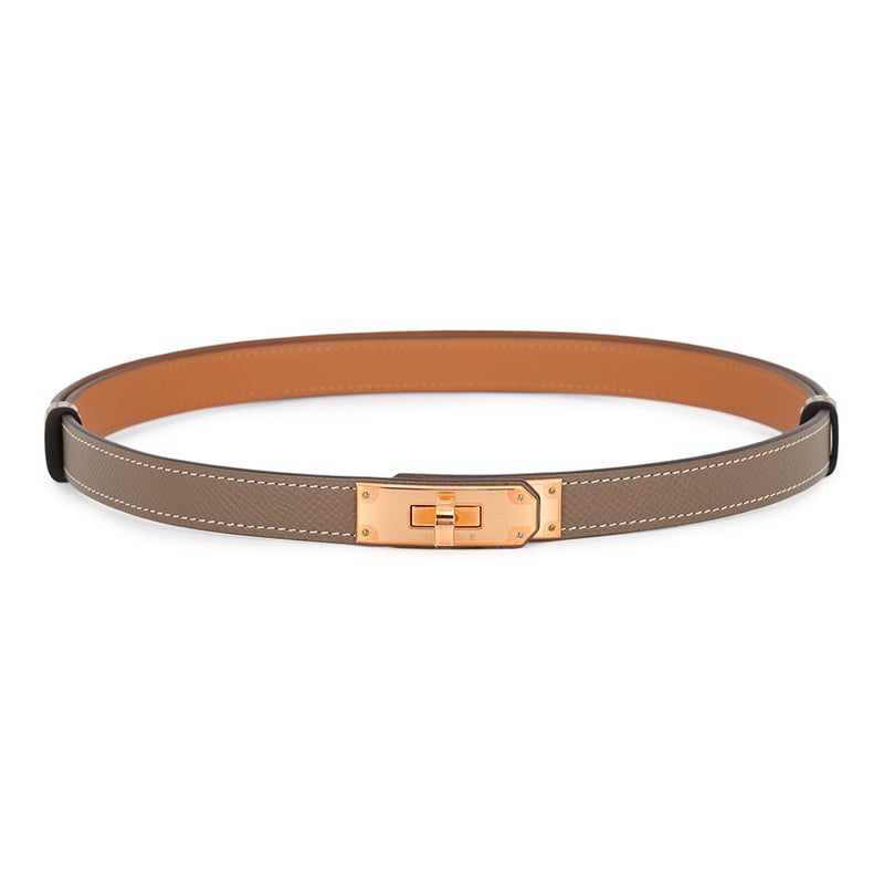 エルメス ケリーベルト エトゥープ/ピンクゴールド金具 エプソン Y刻印 HERMES べルト