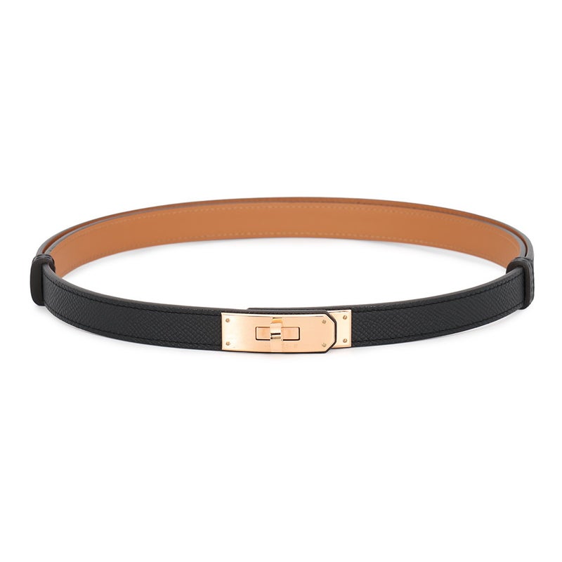 エルメス ケリーベルト ブラック/ピンクゴールド金具 エプソン B刻印  HERMES べルト 黒