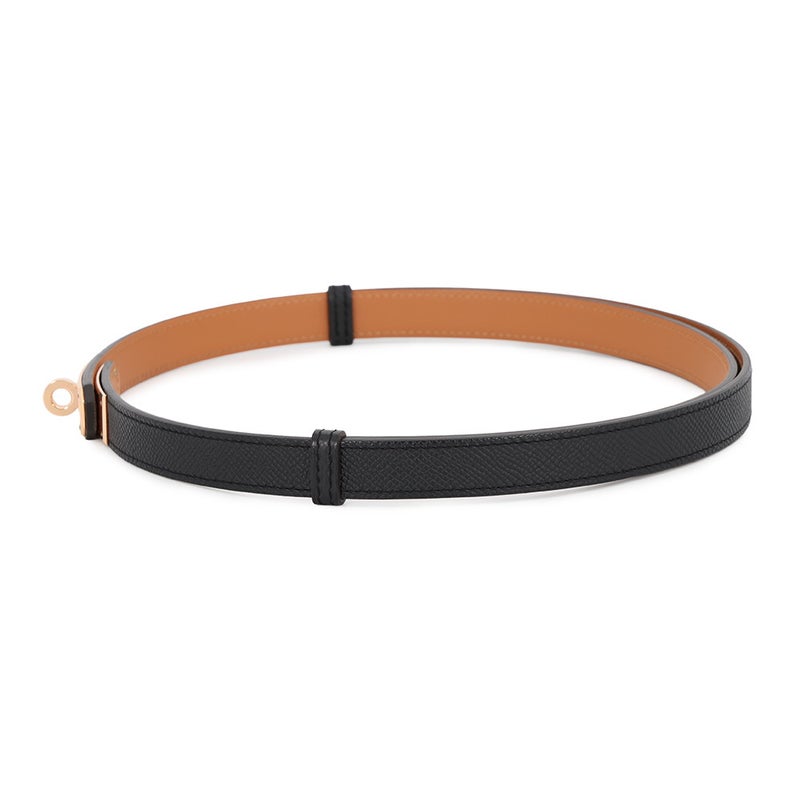 エルメス ケリーベルト ブラック/ピンクゴールド金具 エプソン B刻印  HERMES べルト 黒