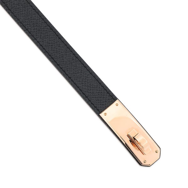 エルメス ケリーベルト ブラック/ピンクゴールド金具 エプソン B刻印  HERMES べルト 黒