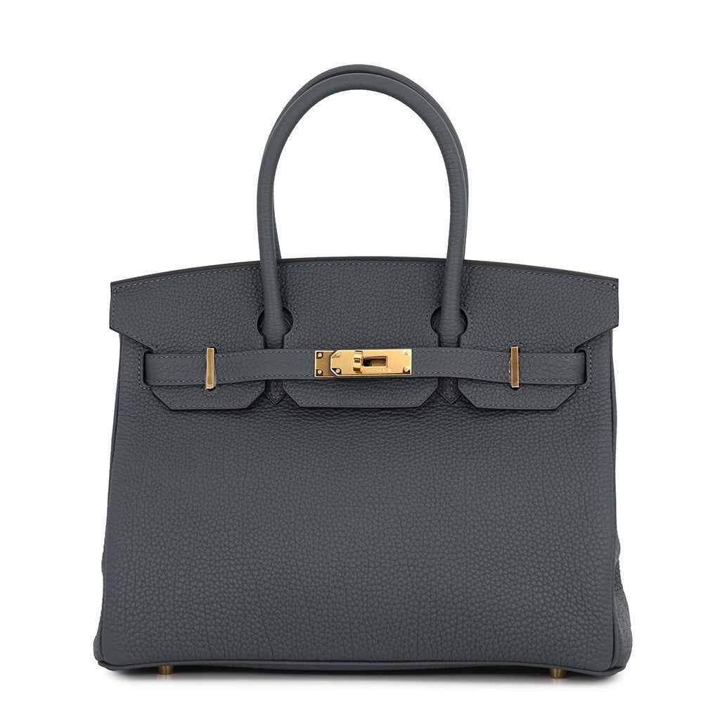 【美品】Birkin ハンドバッグ グレー ゴールド金具/ エルメス バーキン30 グリミスティ/ゴールド金具 トゴ G刻印 HERMES