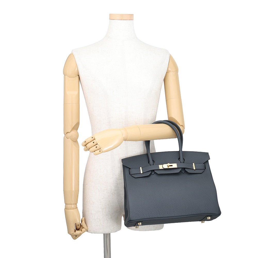 【美品】Birkin ハンドバッグ グレー ゴールド金具/ エルメス バーキン30 グリミスティ/ゴールド金具 トゴ G刻印 HERMES
