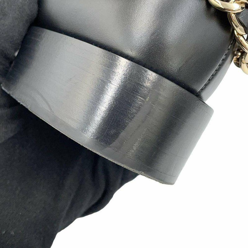 シャネル ショートブーツ ココマーク チェーン レザー レディースサイズ37 1/2C CHANEL 靴 黒