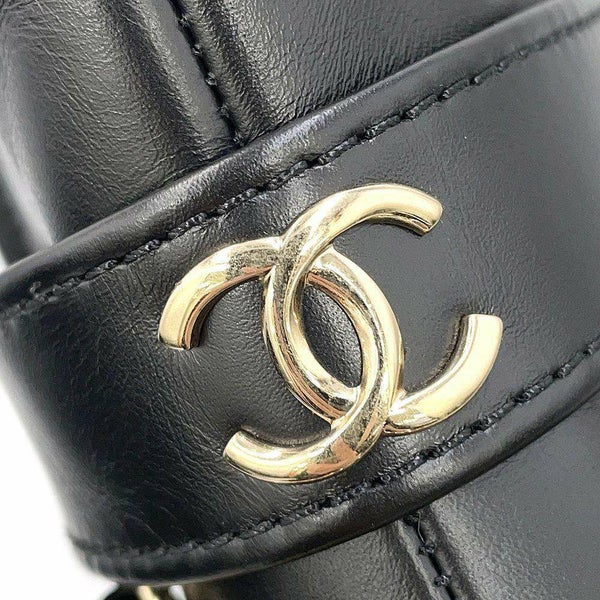 シャネル ショートブーツ ココマーク チェーン レザー レディースサイズ37 1/2C CHANEL 靴 黒