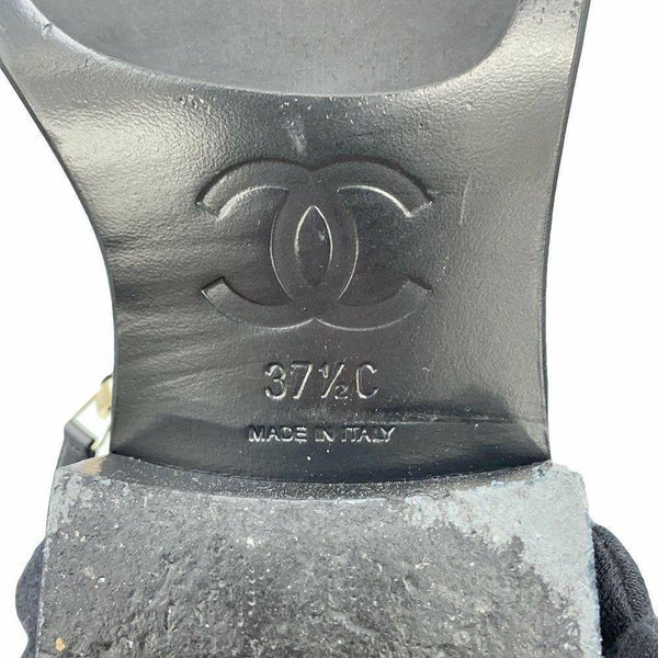 シャネル ショートブーツ ココマーク チェーン レザー レディースサイズ37 1/2C CHANEL 靴 黒
