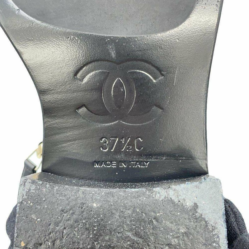 シャネル ショートブーツ ココマーク チェーン レザー レディースサイズ37 1/2C CHANEL 靴 黒