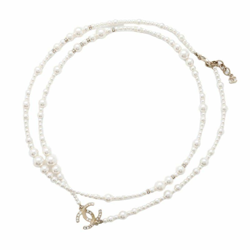 シャネル ネックレス ココマーク パール ロングネックレス ラインストーン A18 P CHANEL アクセサリー