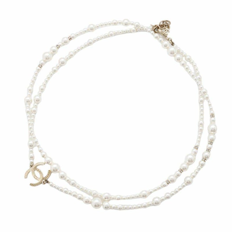 シャネル ネックレス ココマーク パール ロングネックレス ラインストーン A18 P CHANEL アクセサリー