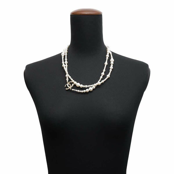 シャネル ネックレス ココマーク パール ロングネックレス ラインストーン A18 P CHANEL アクセサリー